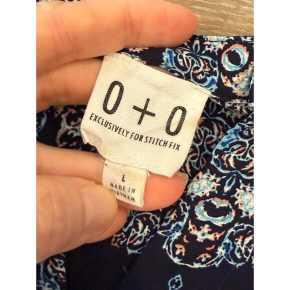0+0 Blue Patterned Loose Fit Blouse Top Shirt size L - Picture 5 of 8